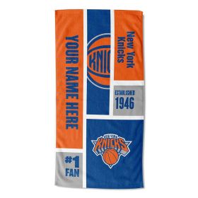 [Personalization Only] OFFICIAL NBA Colorblock Personalized Beach Towel - New York Knicks