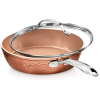 Hammered 10 inch, Non-Stick Frying Pan with Lid, Ceramic Cookware, Skillet, Premium, PFOA Free, Dishwasher Safe, Copper