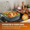 6 Quart XL Nonstick Copper Deep Square All in One 6 Qt Casserole Chef's Pan & Stock Pot- 4 Piece Set, Includes Frying Basket and Steamer Tray, Dishwas